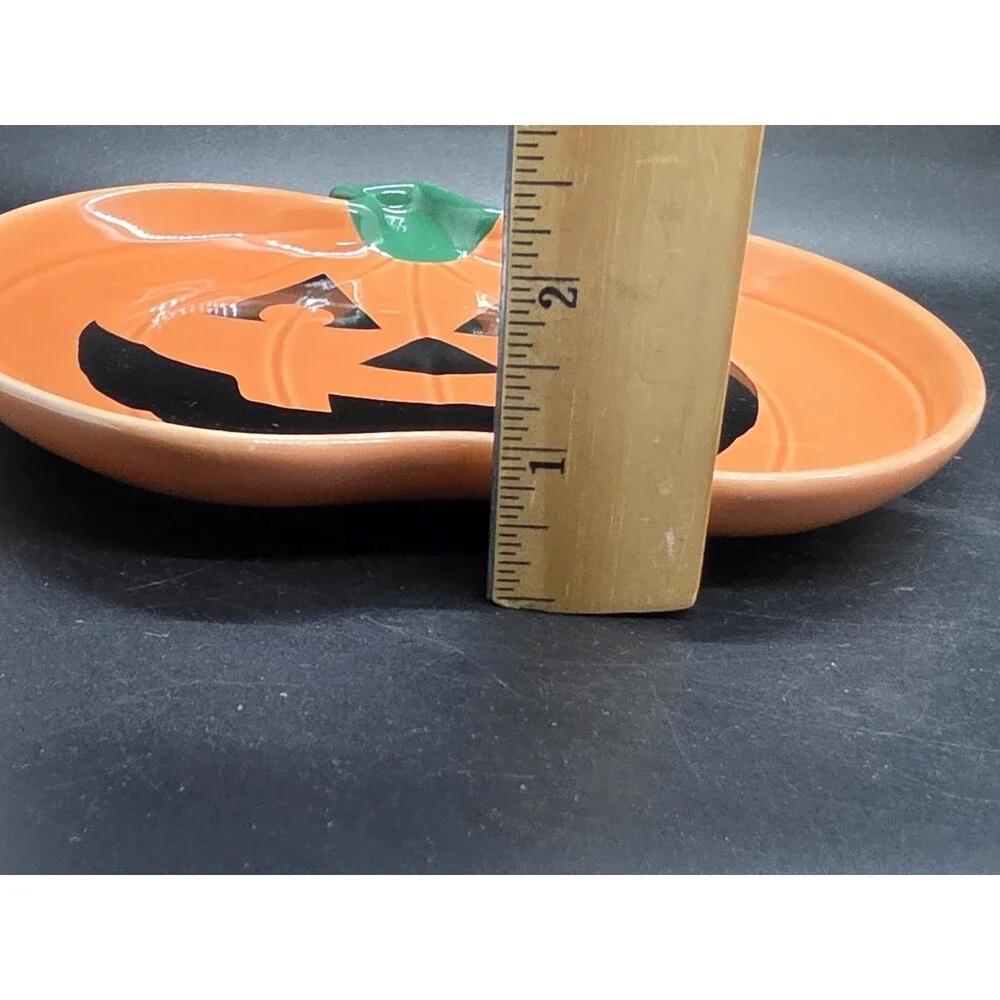 Vtg Dakin Ceramic Halloween Jack O Lantern Pumpkin Trinket Candy Dish  8